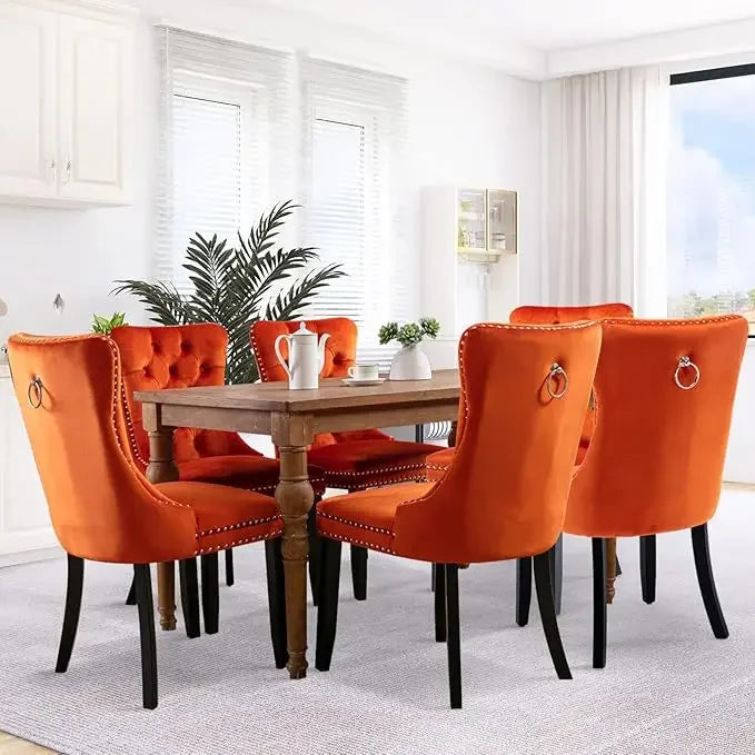 Velvet Dining Chairs, Tall Back Side Chair, Modern Upholstered High-end Tufted Side Chair with Button Back Ring