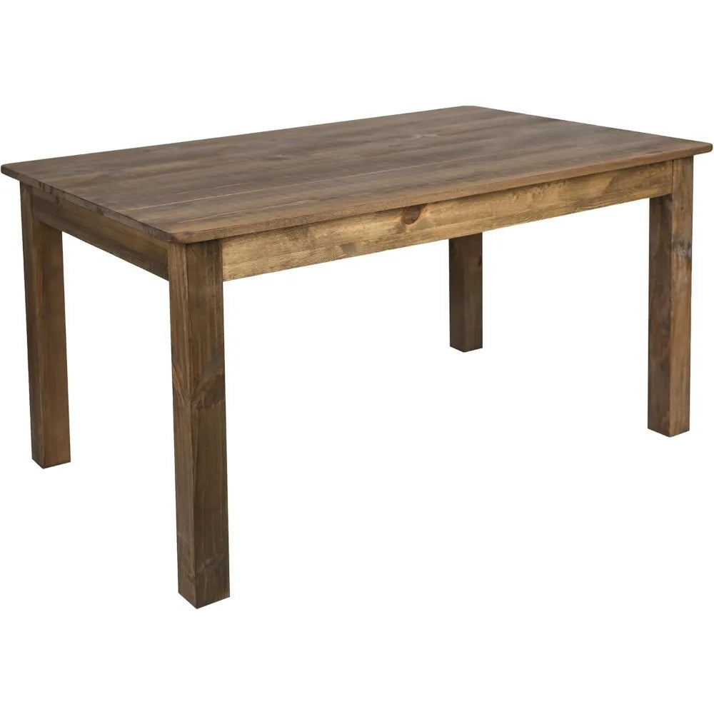 Rustic Brown Solid Wood Dining Table, Kitchen Table with Square Legs,