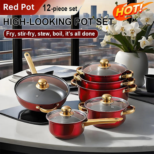 Cookware Set Non-Stick Pan Stock Soup Pots Casseroles Cooking Pot Kitchen Utensils Cooking Tool