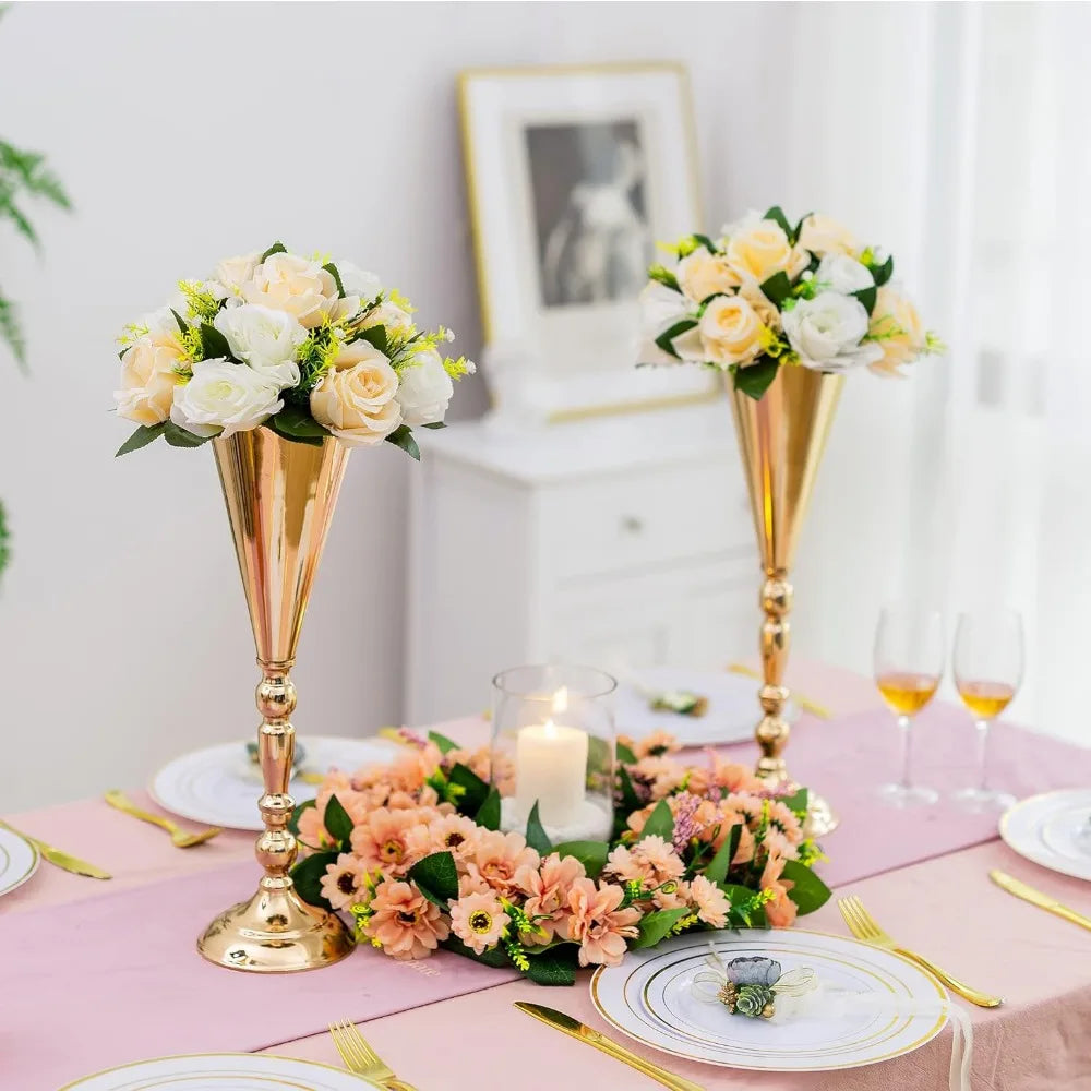 Gold vase dining table decoration for home