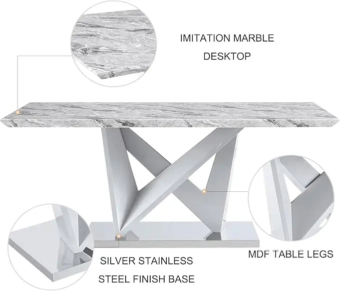 Dining Table Set for 6 Faux Marble Dining Room Table Set