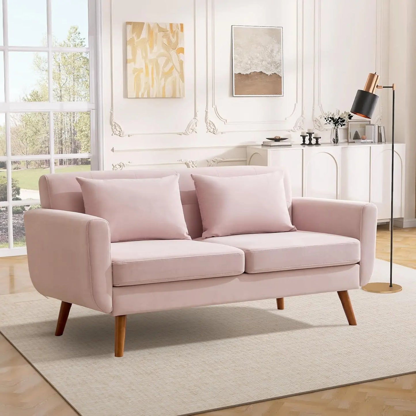 Loveseat Sofa, Mid Century Modern Decor Love Seat Couches for Living Room,