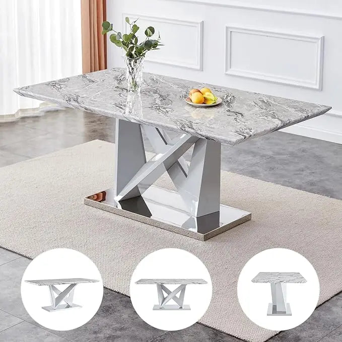 Dining Table Set for 6 Faux Marble Dining Room Table Set