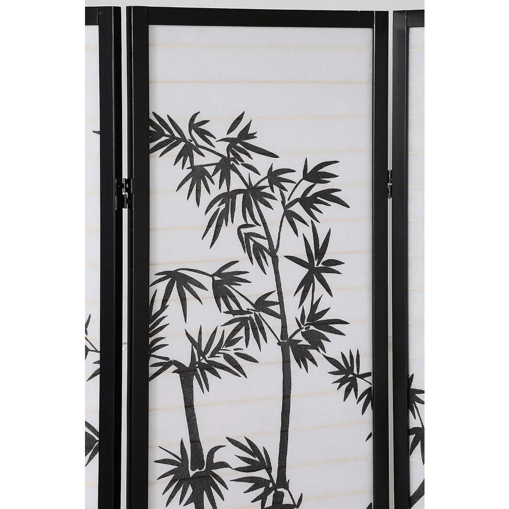 Framed Room Screen/Divider, white, for Creating Privacy in Small Spaces, Frame Made of Wood in Black