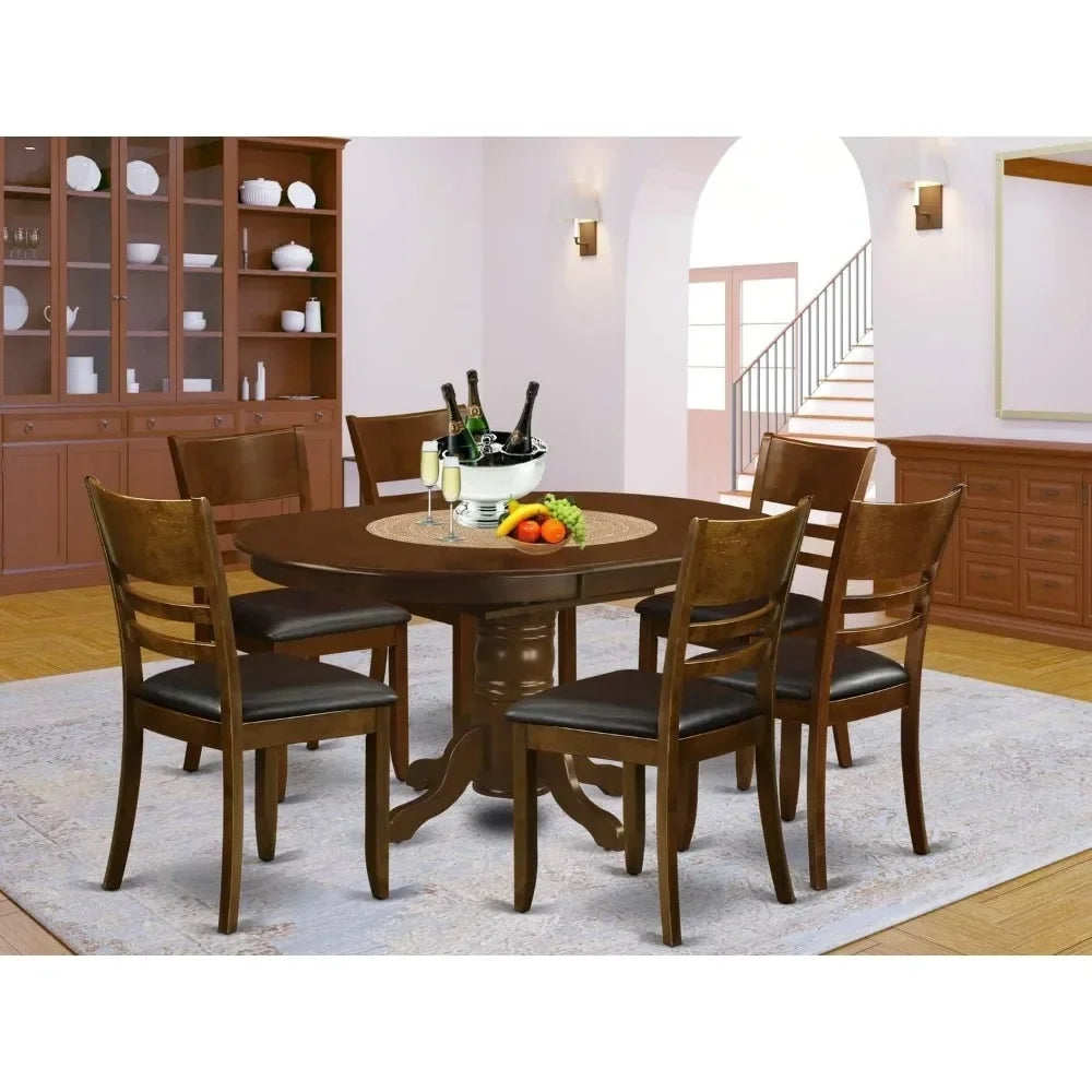 7 Piece Kitchen Table & Chairs Set Consist of an Oval Dining Table with Butterfly