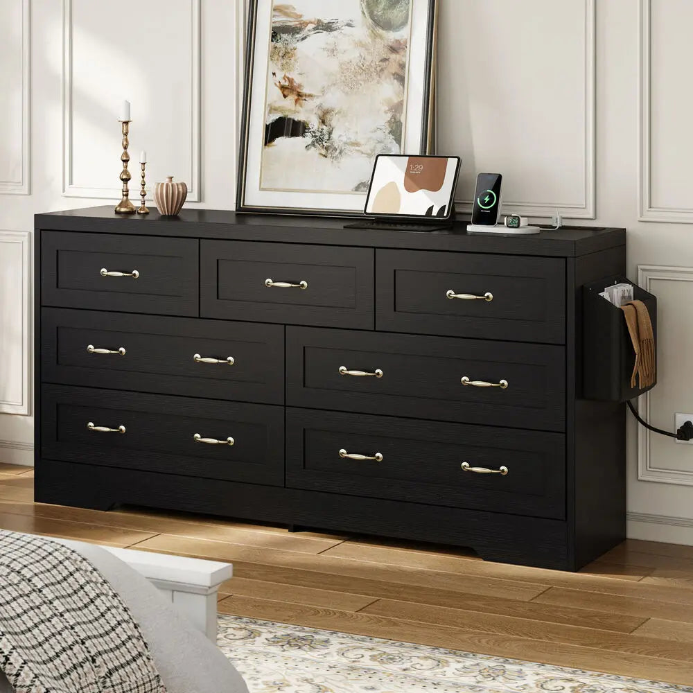 6/7 Drawers Dresser Wooden Storage Dressers Chests of Drawers for Bedroom Home