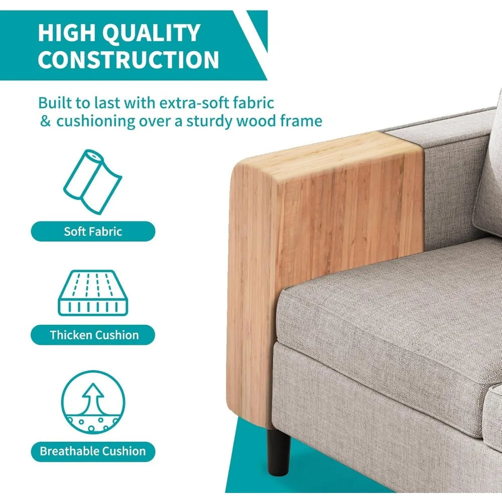 Sofa Storage Ottoman and Loveseat Furniture Sets, L Shaped Sectional Couches