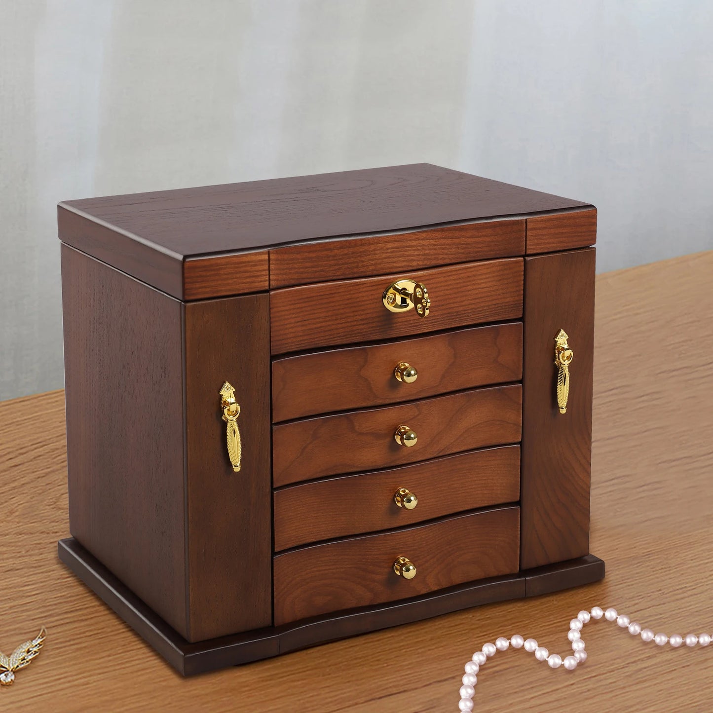 Large Capacity With Lock Chinese Style Organizer Storage