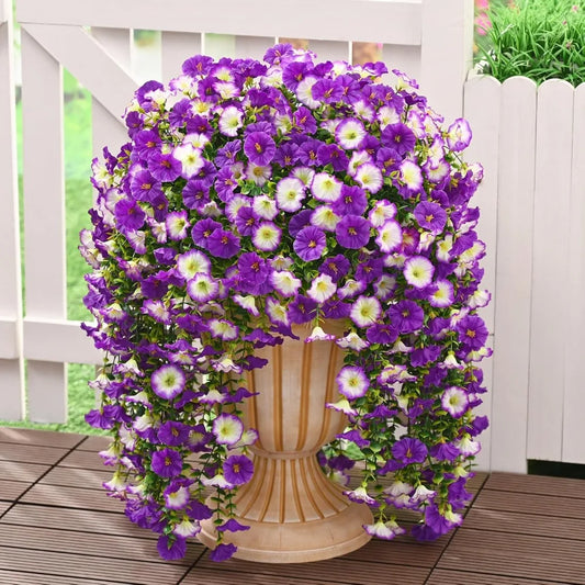 8 Packs Look Real Artificial Flowers for Outdoors, Fake Hanging for Outdoors Realistic