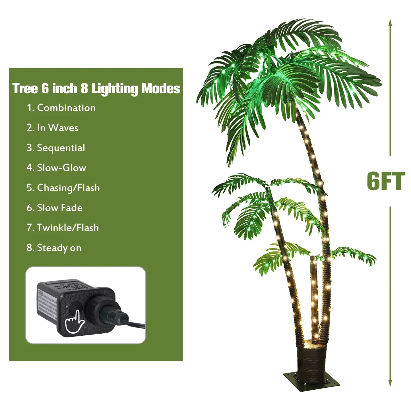 Lighted Palm Tree LED Artificial Palm Tree for Tiki Bar Christmas Decoration