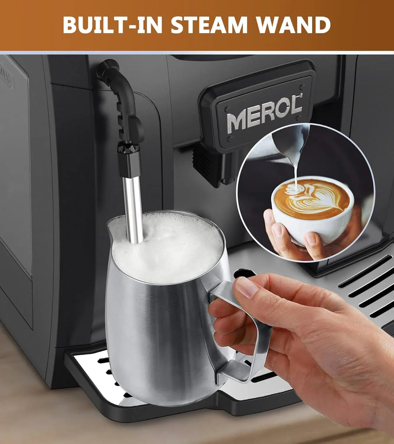 Automatic Espresso Coffee Machine, 19 Bar Barista Pump Coffee Maker with Grinde