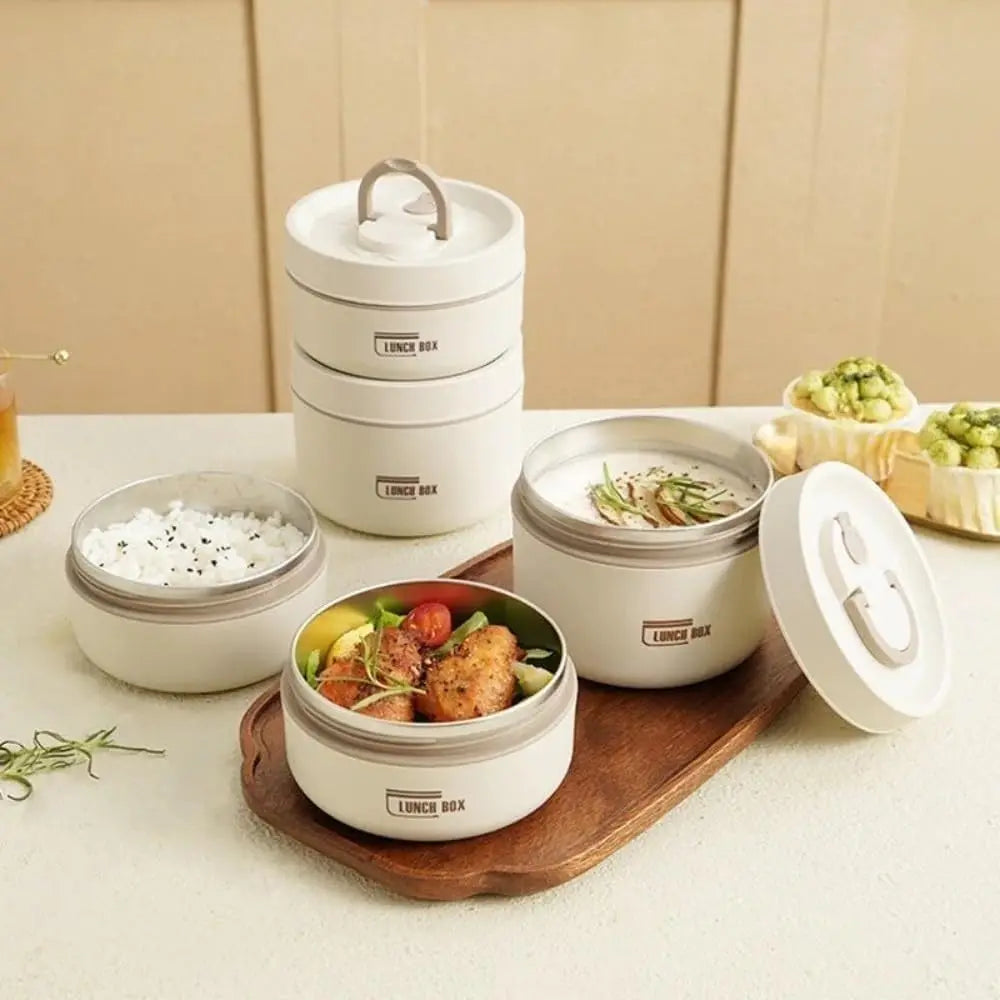 Portable Stainless Steel Bento Box Lunch Box Stackable Stainless Steel Bento Lunch Box for Hot Food