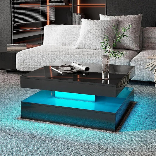 Black LED Coffee Table for Living Room Restaurant Tables Cocktail Tea Table for Home Office