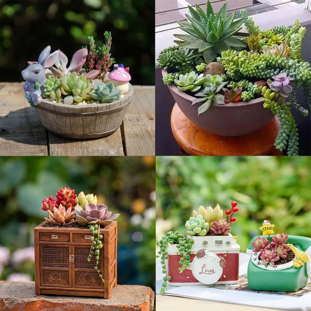 Artificial Succulents Fake Faux Flowers Mini Home Office Decor