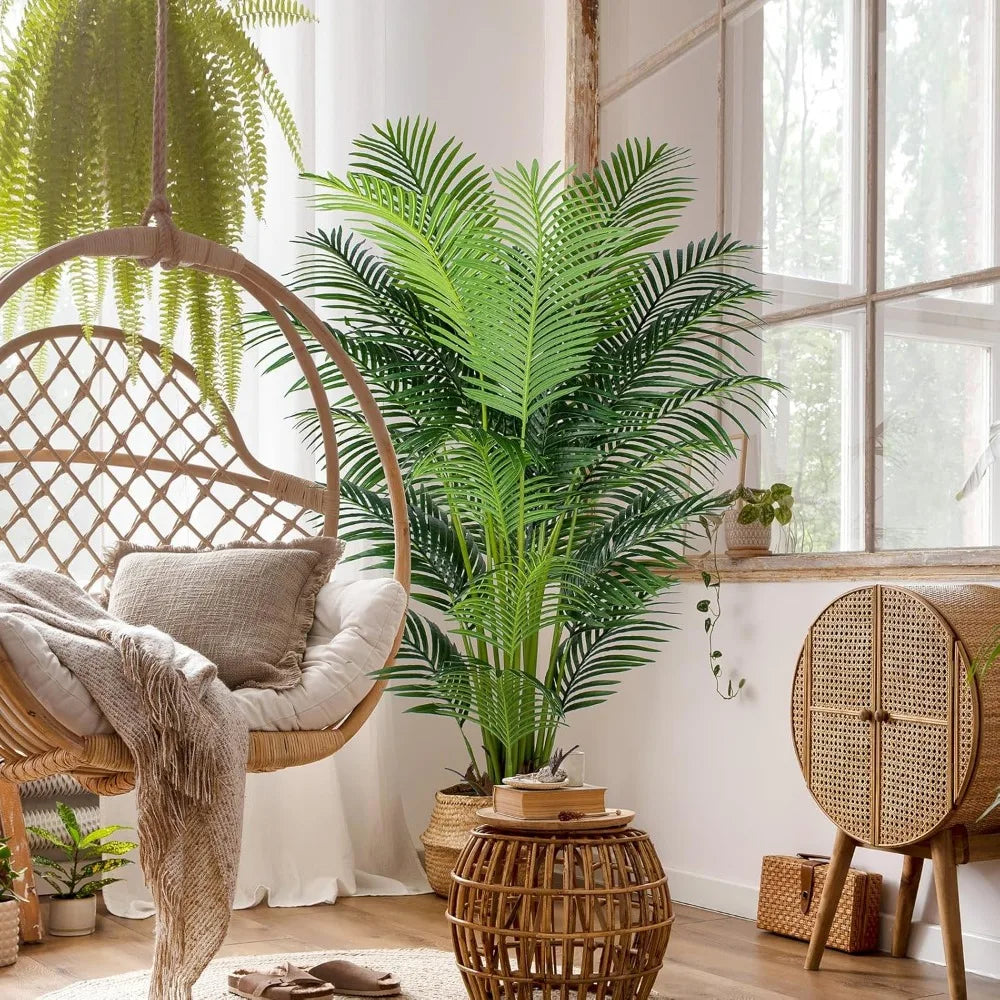 Plant Artificial Large Trees with 24 Removable Palm Leaves Tall Faux Palm Plant for Indoors