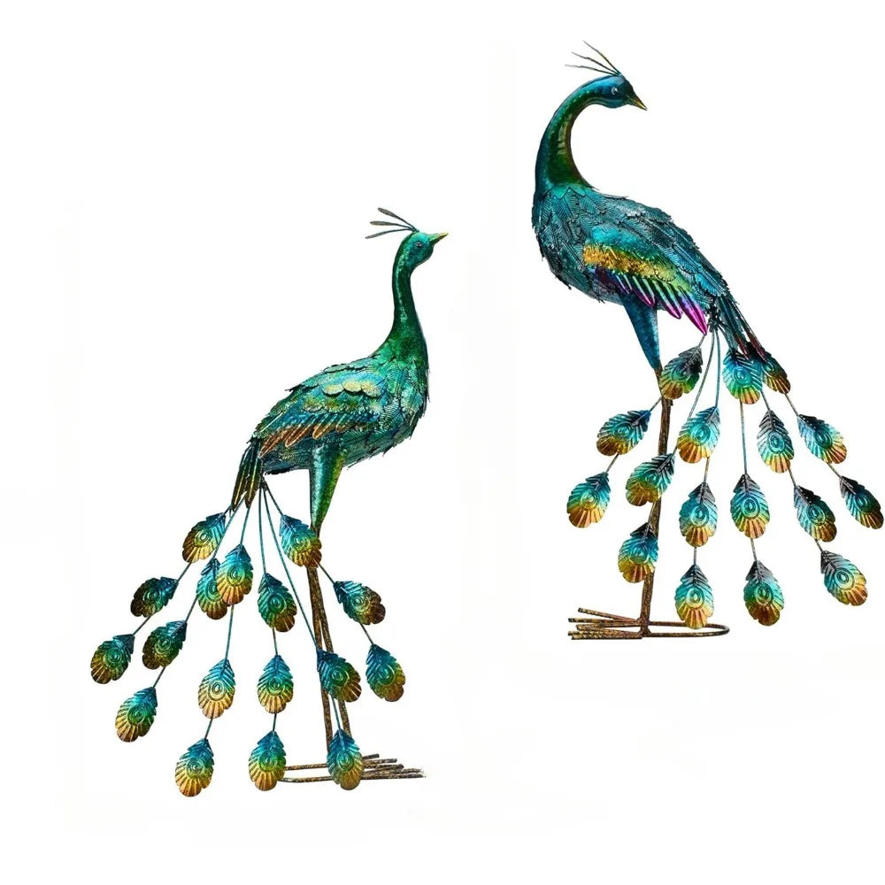 Set of 2 Statue Peacock Garden Sculpture & Statues Sculptures & Figurine Home Decoration Crafts Decor