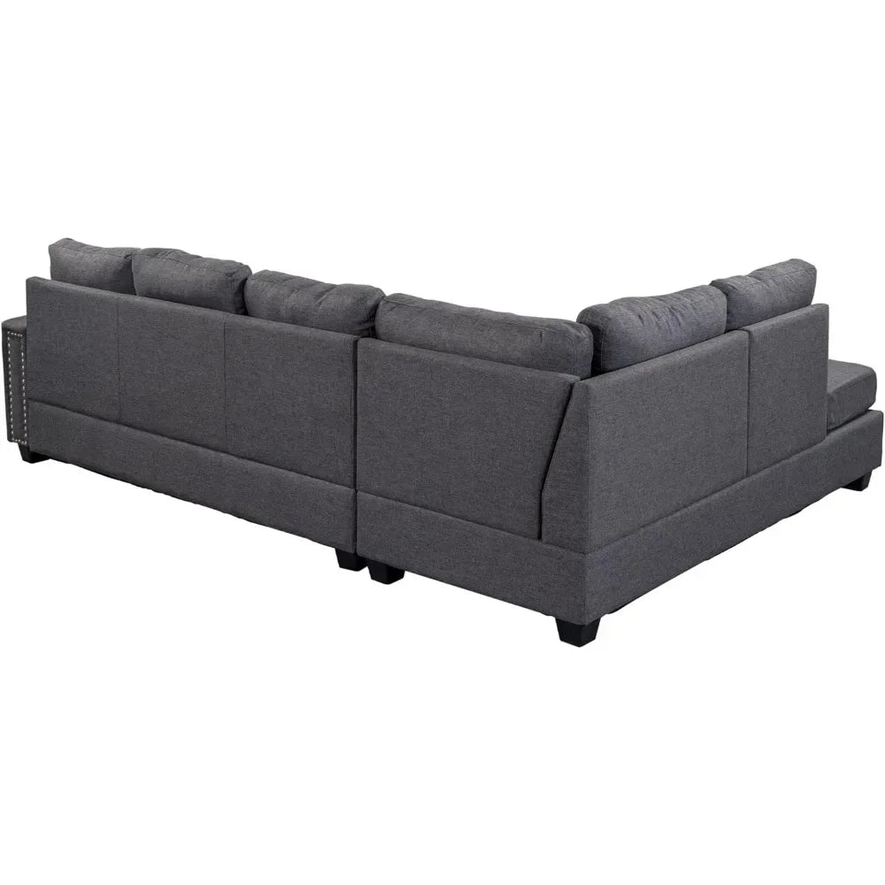 L Shape Modular Storage Ottoman & Chaise, Comfy Oversized Corner Sofa Cup