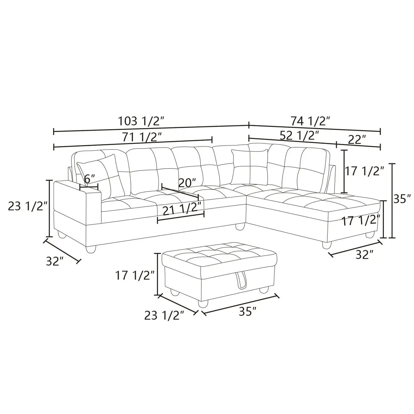 Sectional Sofa Couch Living Room Furniture Sets Modern L Shaped Sectional Sofa Set Beige and Brown