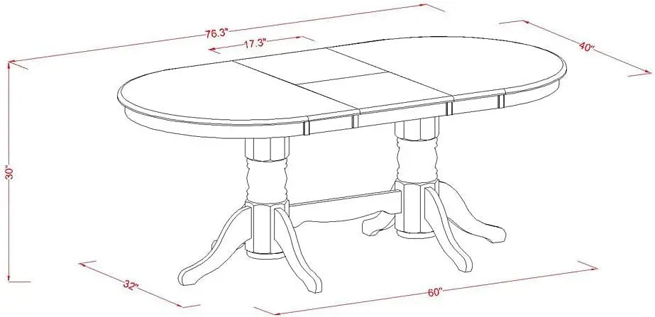 Kitchen Table & Chairs Set Consist of an Oval Dining Room Table with Butterfly Leaf