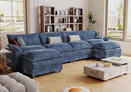 Modular Oversized Sectional Sofa Couch, Modern Wide Arm L-Shaped Couch, Sleeper Sofa