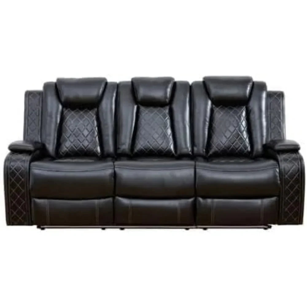 Multifunction Power Air Leather Recliner Sofa Set with LED Lights, Living Room Furniture, Reclining Sofa, loveseat,