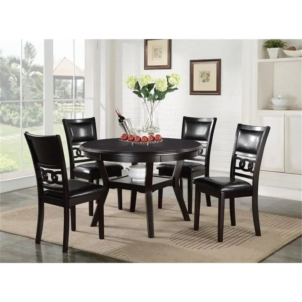 New Classic Furniture 5-Piece Round Dining Set with 1 Dining Table and 4 Chairs