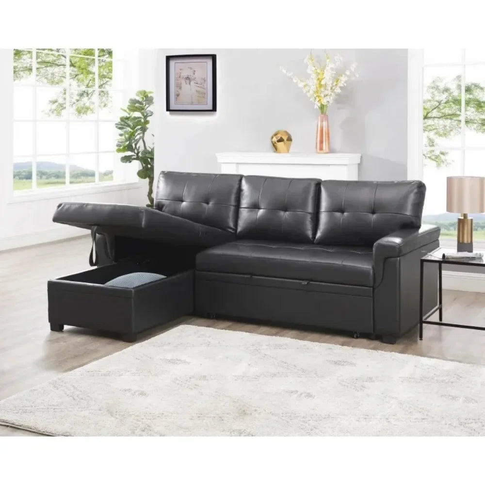 Sleeper Sectional Sofa with Convertible Sofa Bed &Inviting Chaise.Find Tranquil Comfort Stress-Relieving Design