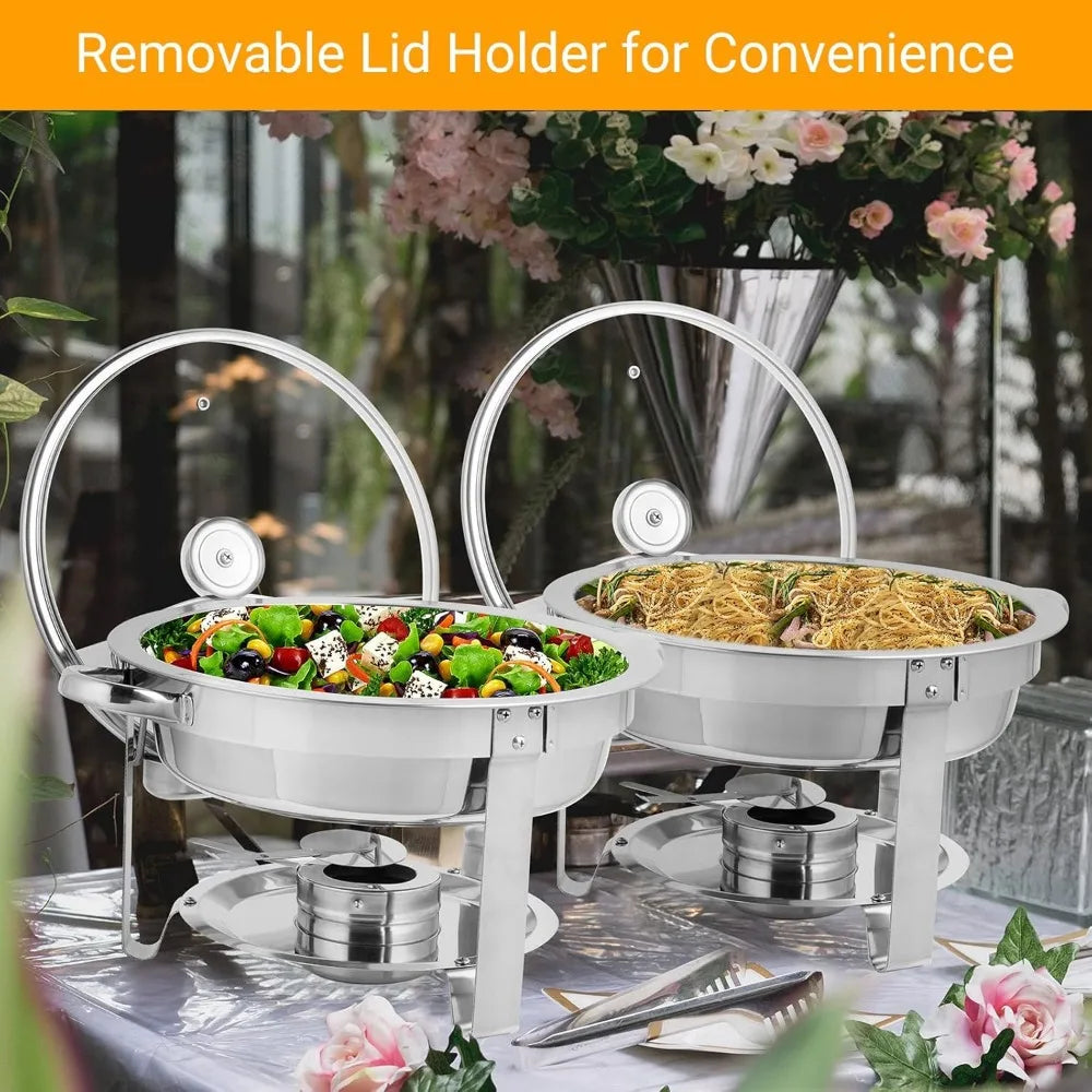 Chafing Dish Buffet Set, NSF Stainless Steel Round Chafers for Catering, Buffet Servers and Warmers Set