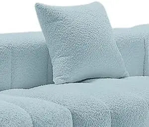 Modern Sofa Bubble Couch with 2 Pillows, Premium Teddy Velvet 3-Seater Couch, Fluffy Loveseat Sofa