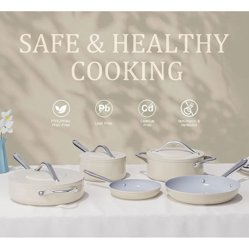 Cookware Set Induction Safe Non-Toxic Oven Dishwasher Safe Effortless