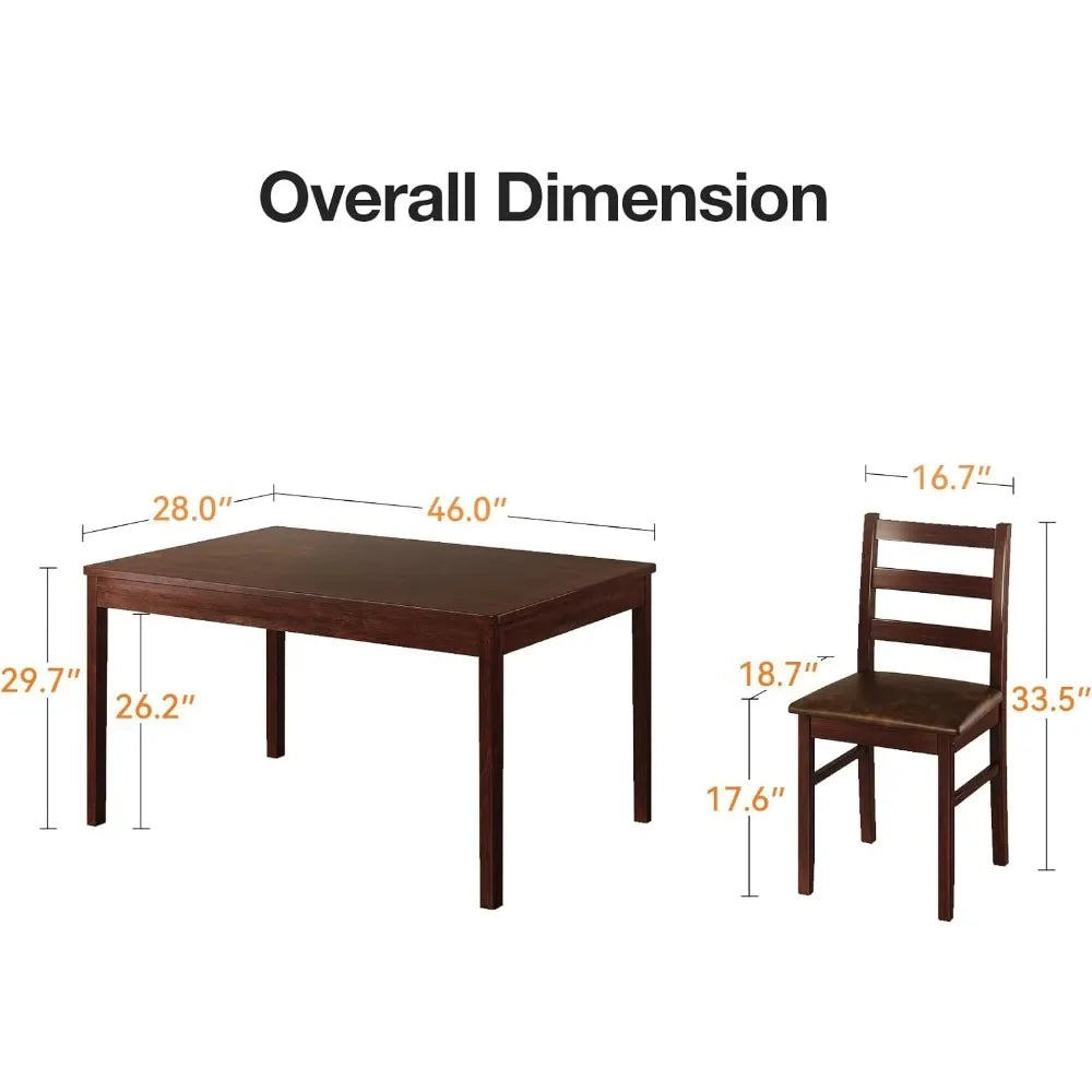 Dining Table Set for 4, Compact Kitchen Table and Chairs for Home and Apartment,