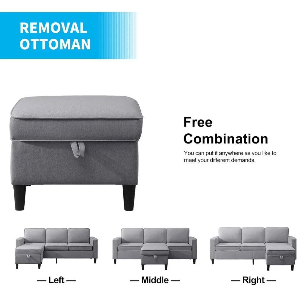 Shaped Sofa Sets 4 Pieces Living Room, Living Room Sofa and Loveseat Set,3-Seater L Shape