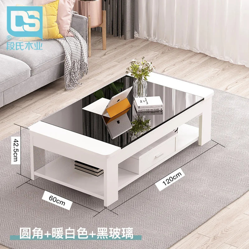Nordic coffee table, simple modern tempered glass living room, easy to create office living room