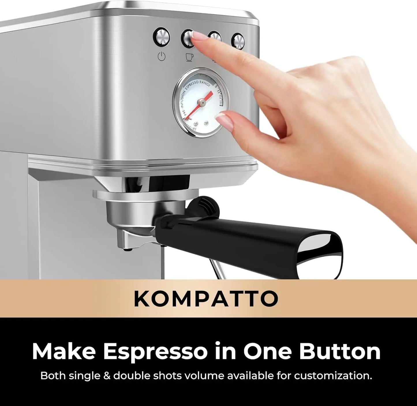 Chulux Slim Espresso Machine With Milk Frother Steam Wand, 20 Bar Professional Italian Pump Semi Automatic Espresso Coffee