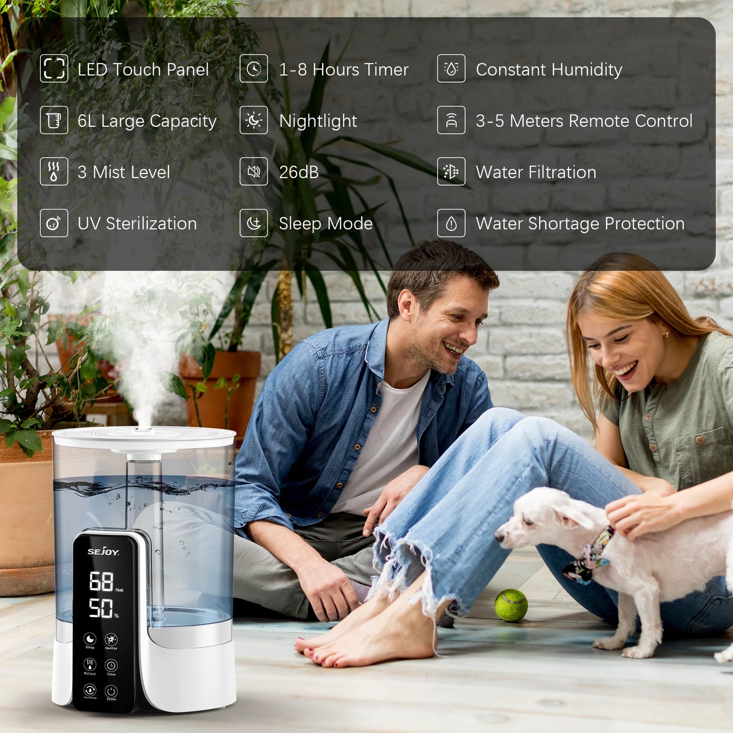 Air Humidifier Professional Large Capacity Home Humidifier Plant Mist Aroma Diffuser with Remote Control Timer
