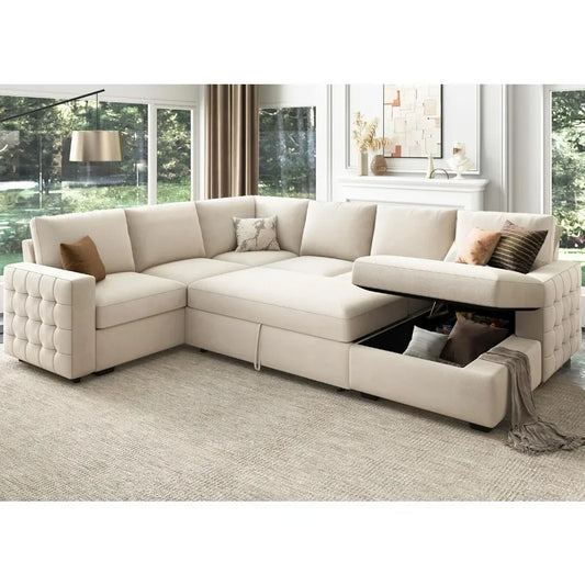 Sectional Sofa with Storage Chaise U Shaped Sectional Couch for Living Room