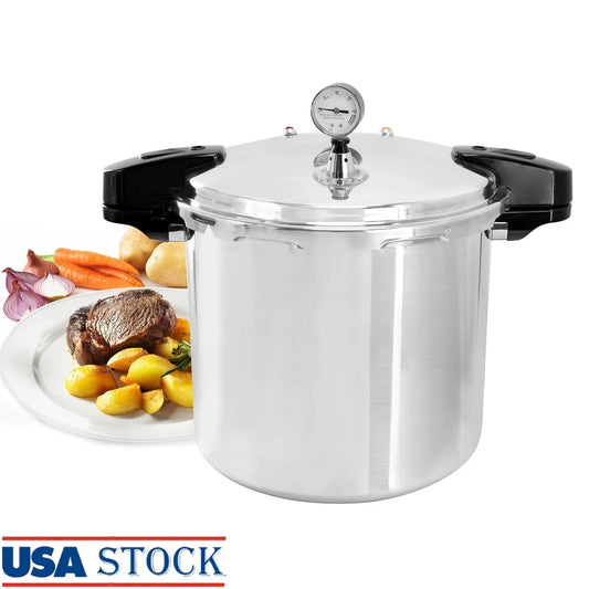 Gas Stove Safe Pressure Gauge Locking Lid Steamer Grid Canning Kitchen