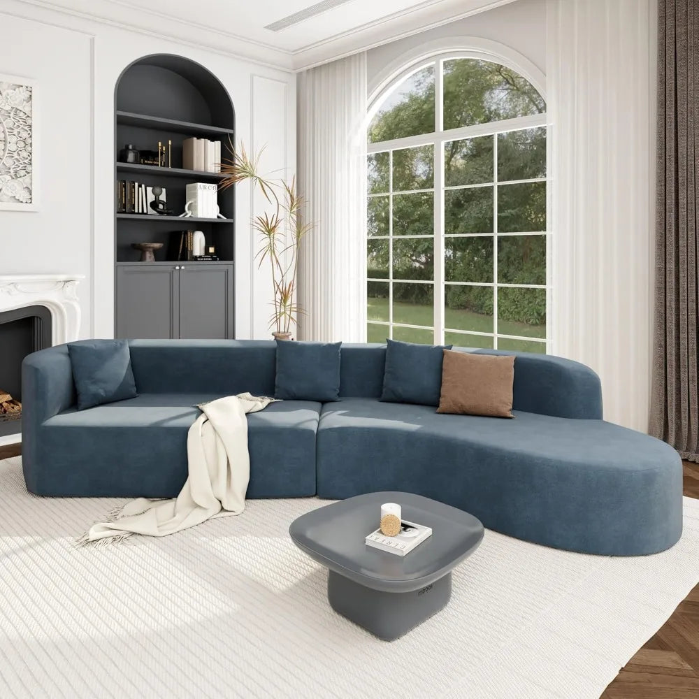 Sofa, Modern Half Moon Sectional Sofa, Comfy Fabric Upholstered Minimalist with 3 Pillows Suitable for living room