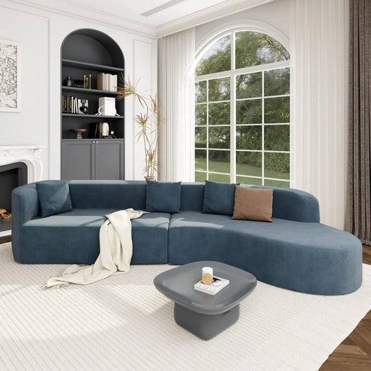 Sofa, Modern Half Moon Sectional Sofa, Comfy Fabric Upholstered Minimalist with 3 Pillows Suitable for living room