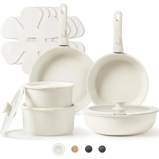 CAROTE Pots and Pans Set Non Stick, 15pcs Cookware Sets, Kitchen Set, Oven/Dishwashe