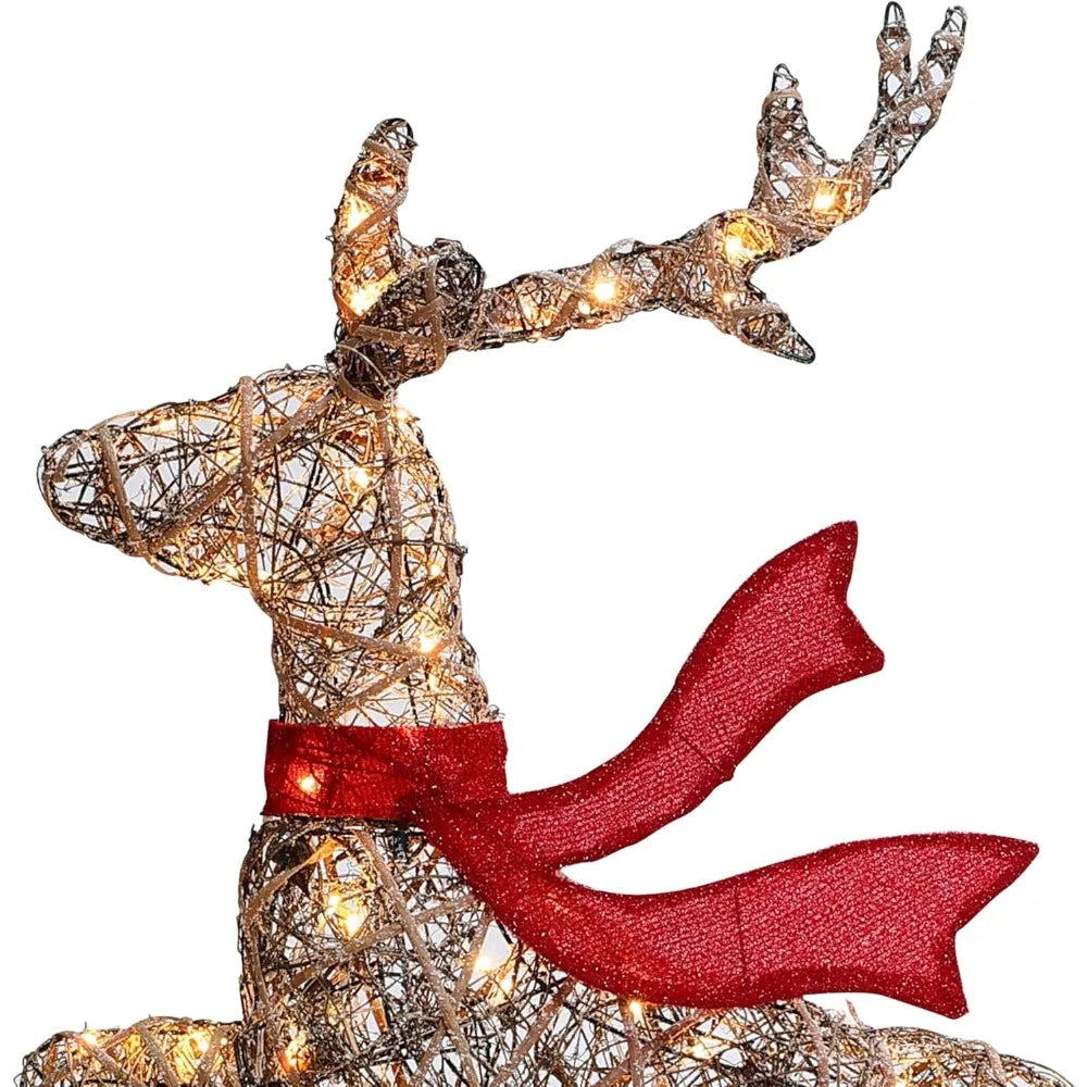 Rattan Reindeer Christmas Decorations Outdoor Yard Set of3,Indoor Decorations,LED Christmas Lighte