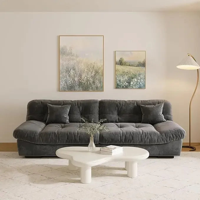 Sofa Couch for Living Room, Modern Love Sofa with 2 Pillows 3 Seater