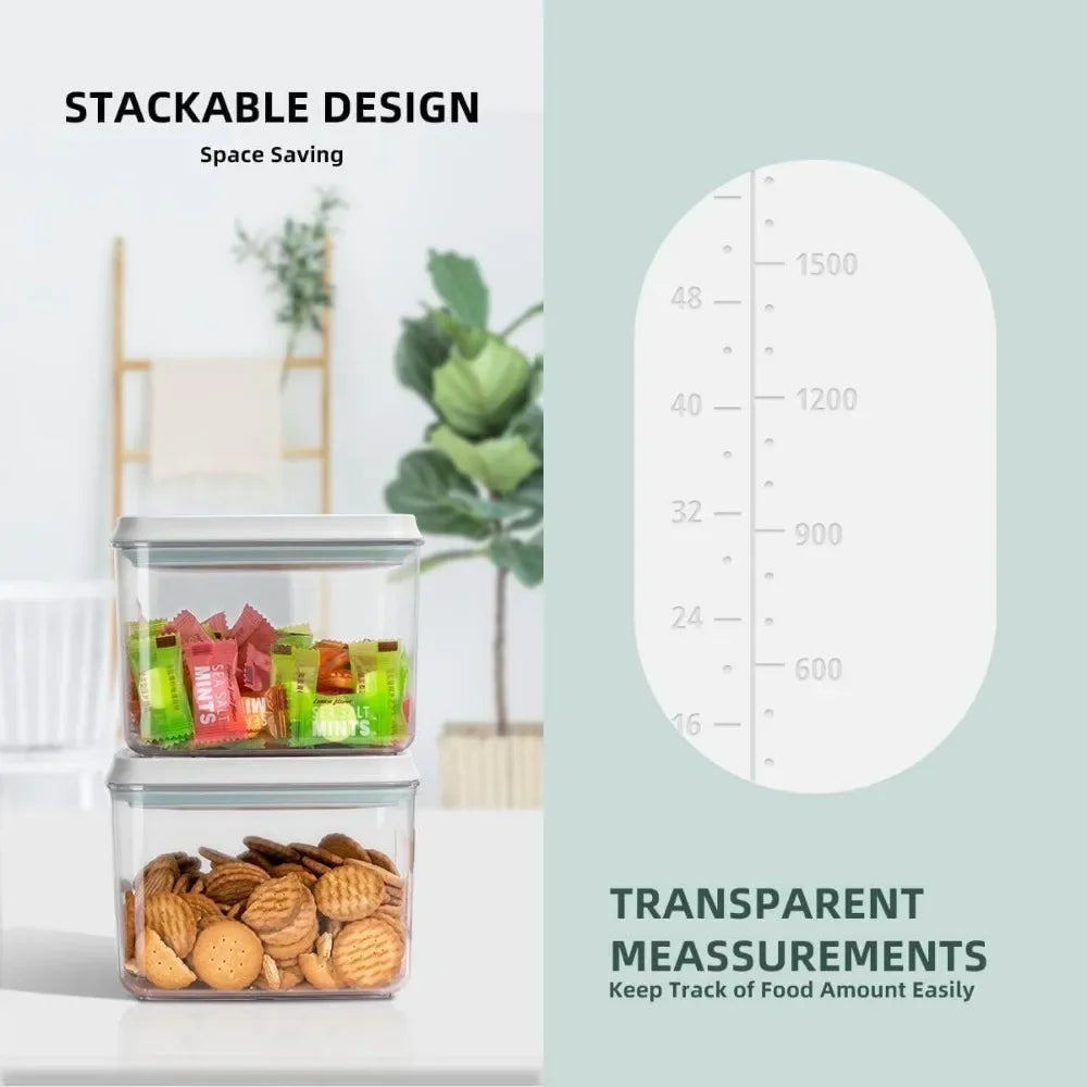 Food Storage Containers Set with Button Lock Airtight Lids