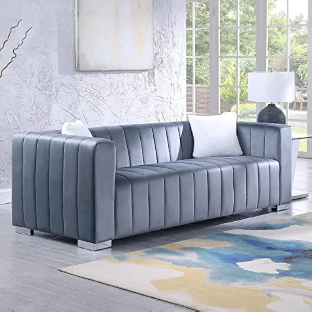 Modern Sofa Couch 2 Set for Living Room, Velvet Chesterfield 2-Pcs Upholstered Sofa
