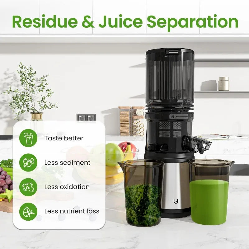 Masticating Juicer, 350W Slow Cold Press Juicer with 5.8" Extra-Large Feeding Chute, Juicer Machines Whole Fruits and Vegetables