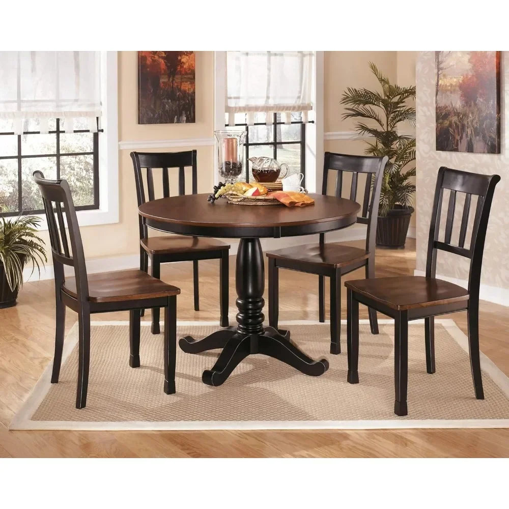 Dining chairs modern farmhouse dining side chairs, set of 2, black and brown