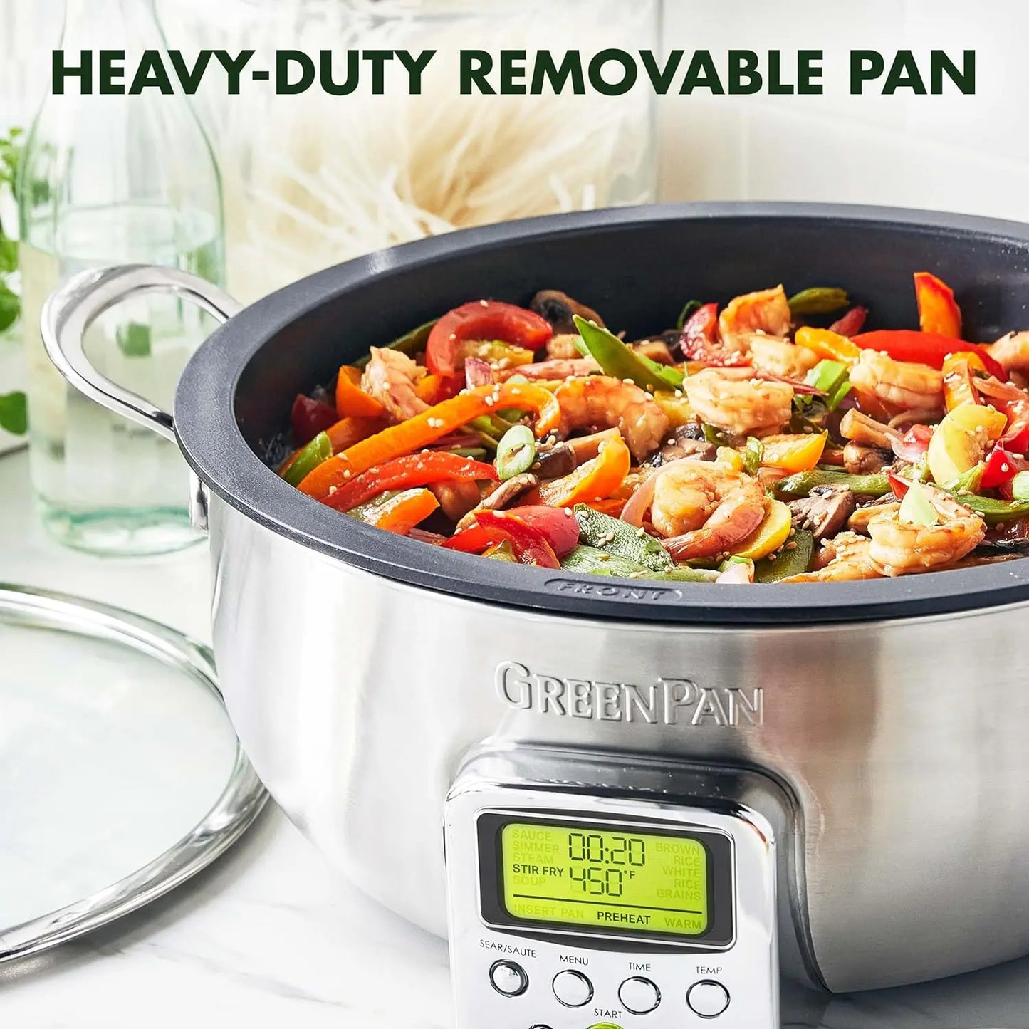 Stainless Steel Elite Essential Smart Electric 6QT Skillet Pot,Sear Saute Stir-Fry and Cook Rice, Healthy Ceramic Nonst