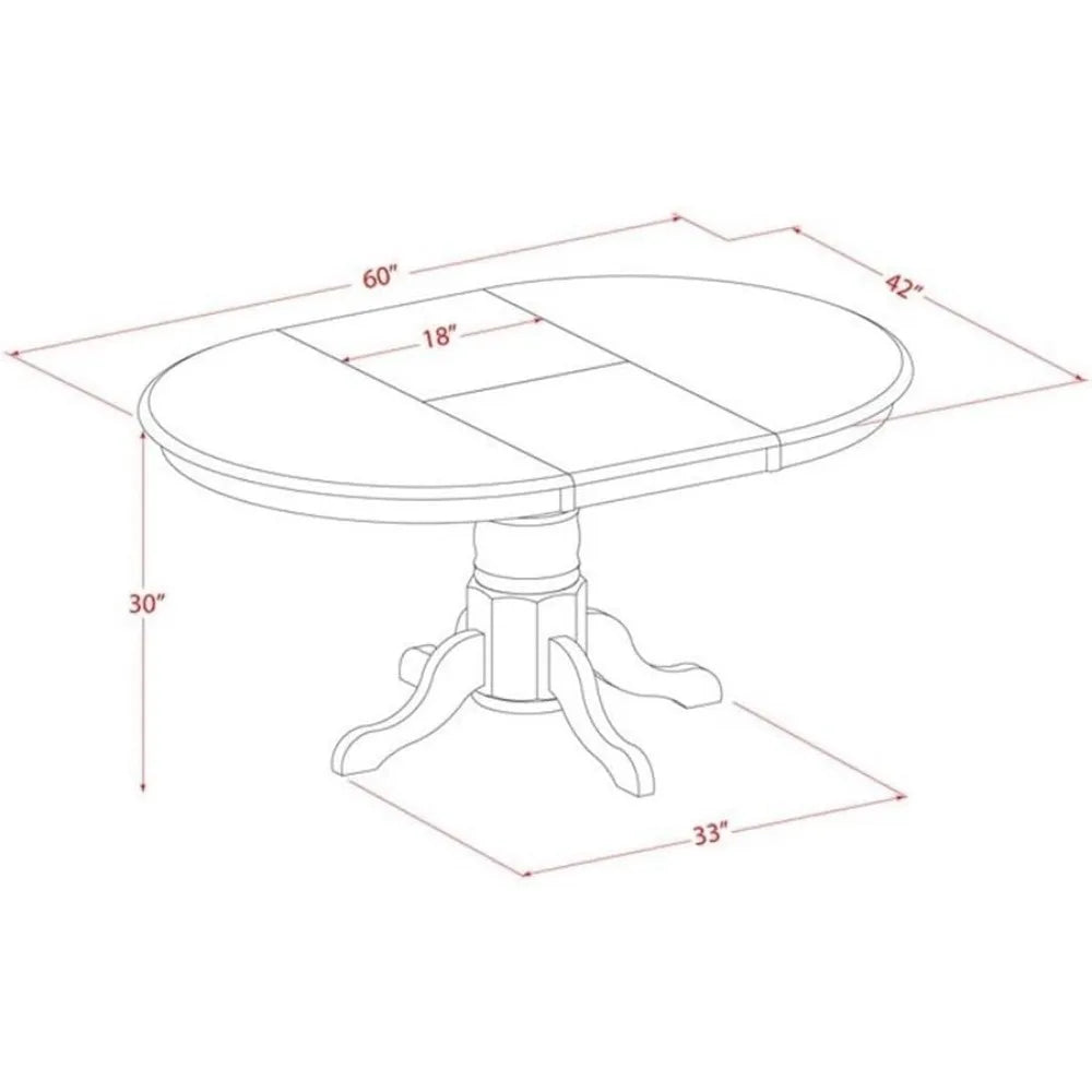 Furniture Set Consist of an Oval Kitchen Table with Butterfly Leaf and 6 Dining's Chairs, Dining Room Sets
