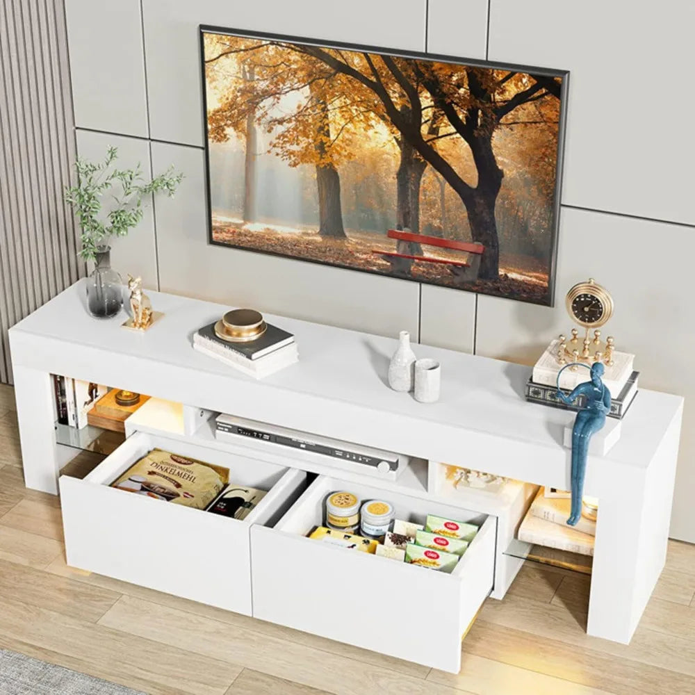 TV Stand for Below 70 Inch TV, TV Stand with LED Lights,