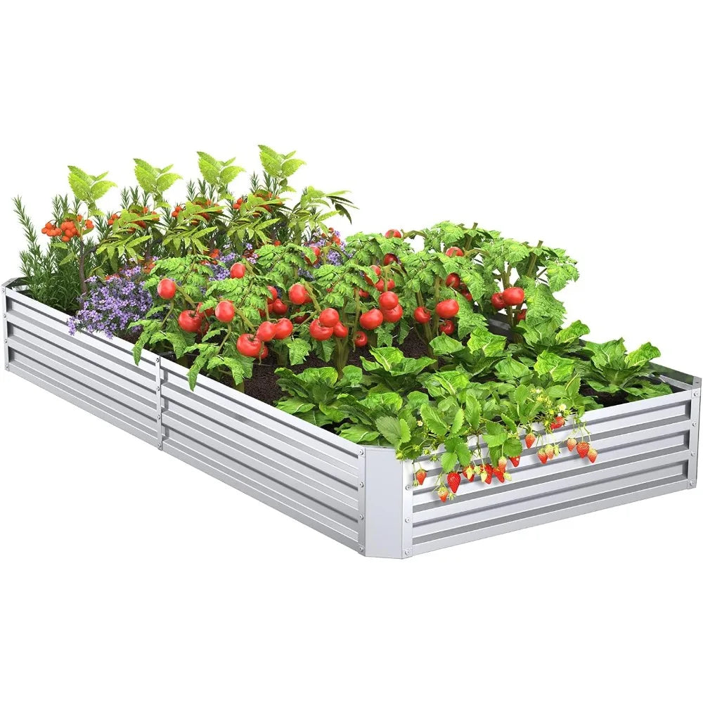 Galvanized Raised Garden Bed Outdoor for Vegetables Flowers Herb, Large Heavy